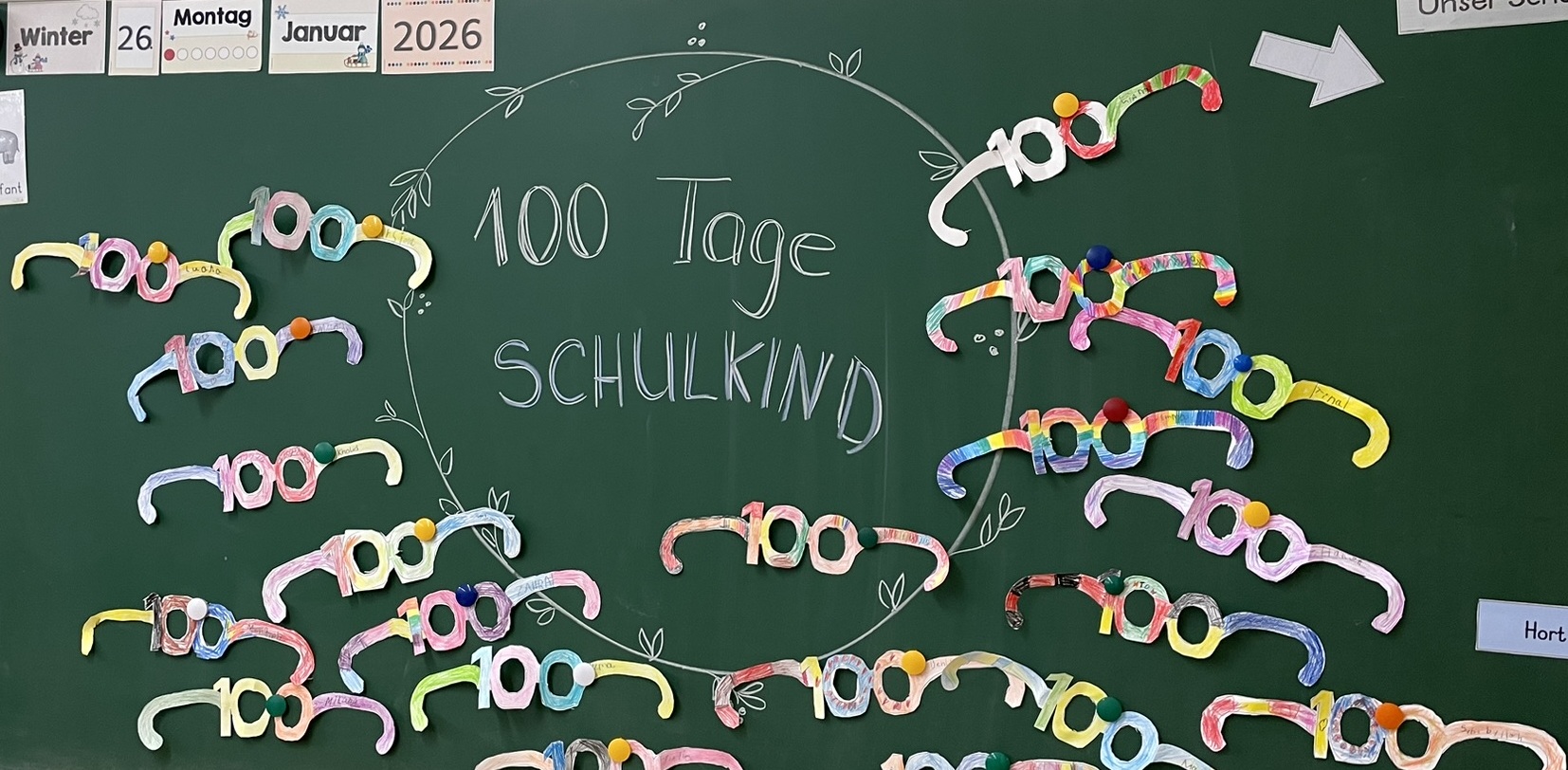 Tafelansicht: Aktion 100 Tage Schulkind -  © 48. Grundschule Dresden